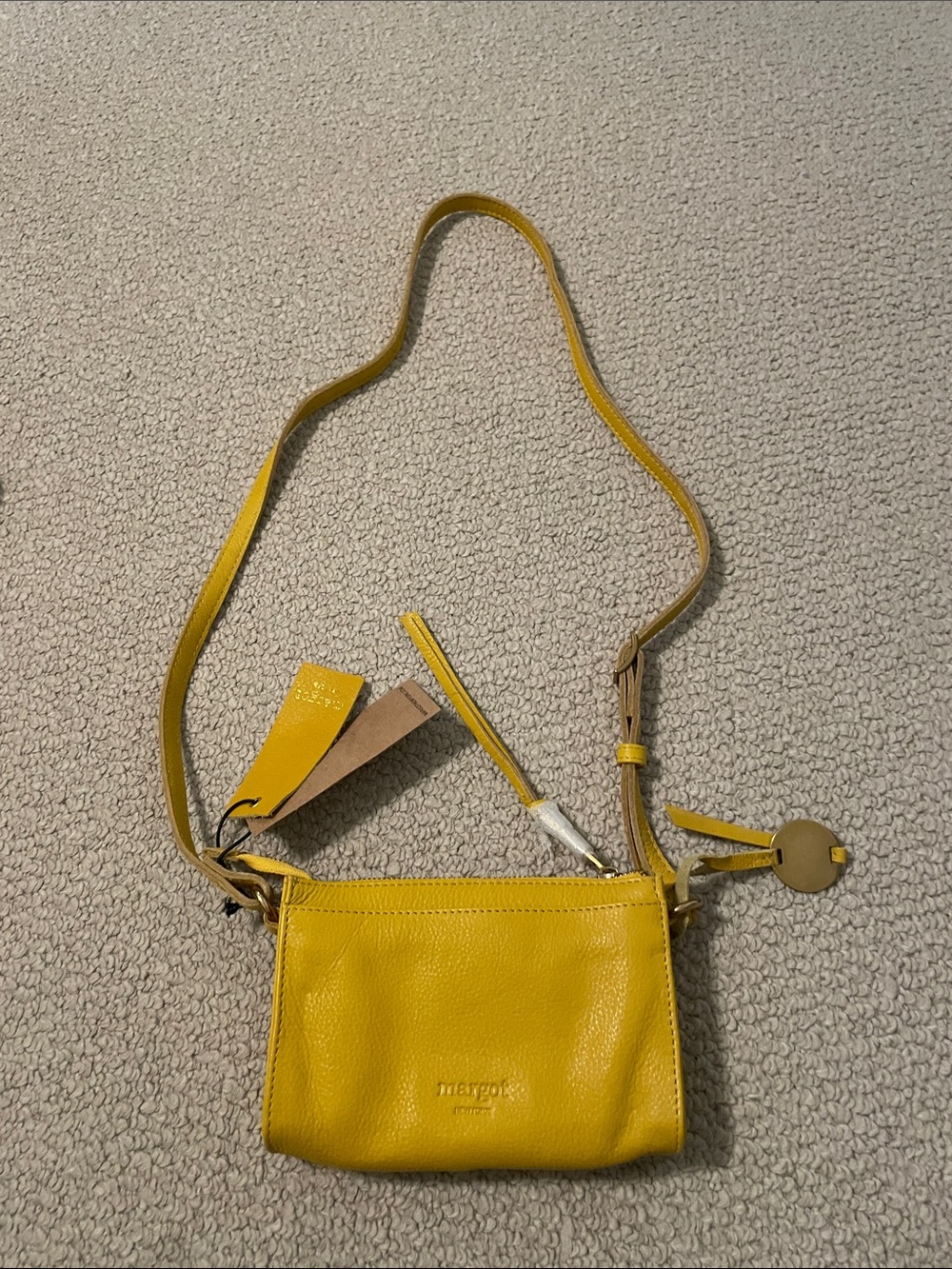 margot Small Yellow Leather Crossbody Bag